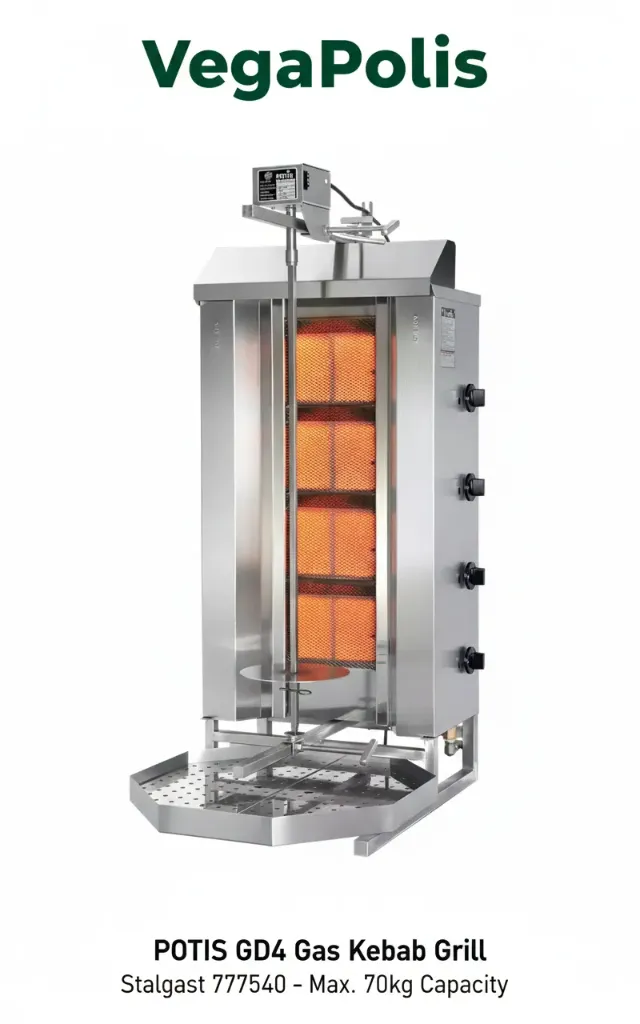 Grill Kebab Gyros Gazowy POTIS GD4 – do 70kg Mięsa | VegaPolis