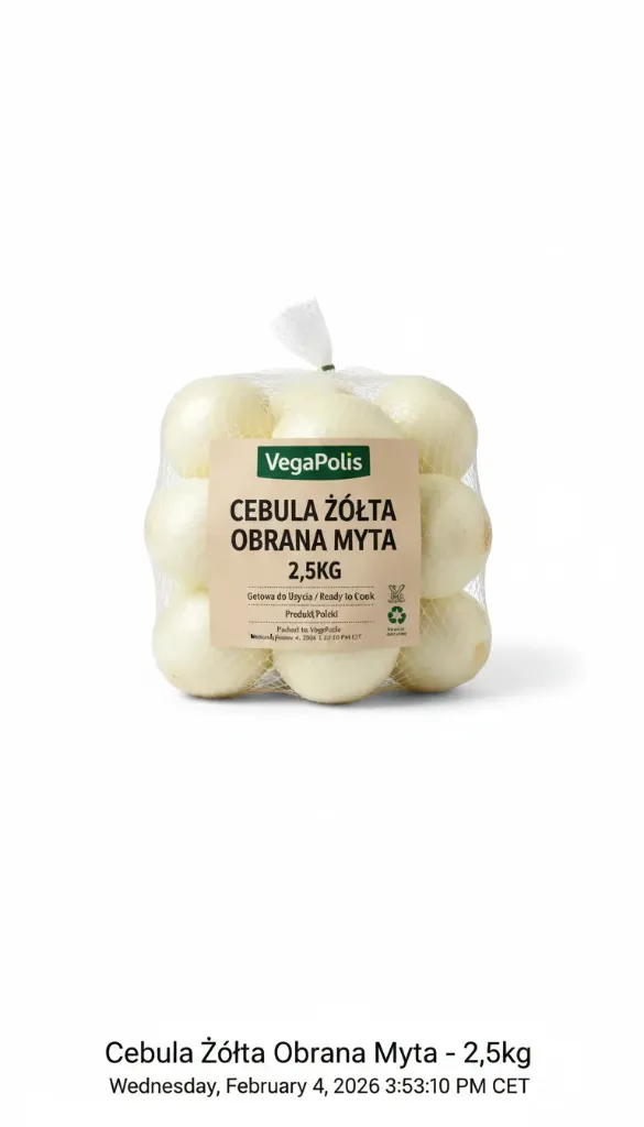 Cebula Żółta Myta 2,5kg – Świeża i Wyrazista | VegaPolis